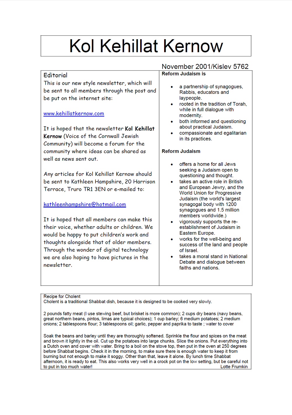Newsletter cover